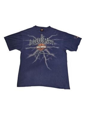 Vintage Harley-Davidson Navy Short Sleeve Biketoberfest Lightning Graphic Tee